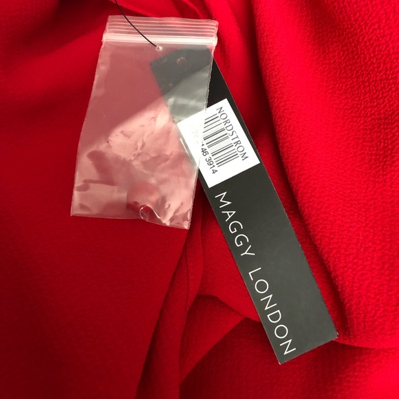 🆕 Elegant Maggy London Cranberry Midi Dress Twist Neckline size 12 - Picture 6 of 10
